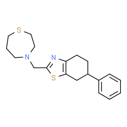 ChemSpider 2D Image | 6-Phenyl-2-(1,4-thiazepan-4-ylmethyl)-4,5,6,7-tetrahydro-1,3-benzothiazole | C19H24N2S2