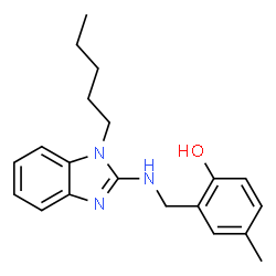ChemSpider 2D Image | 4-Methyl-2-{[(1-pentyl-1H-benzimidazol-2-yl)amino]methyl}phenol | C20H25N3O