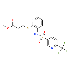 ChemSpider 2D Image | Methyl 3-{[3-({[6-(trifluoromethyl)-3-pyridinyl]sulfonyl}amino)-2-pyridinyl]sulfanyl}propanoate | C15H14F3N3O4S2