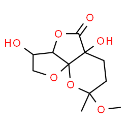 ChemSpider 2D Image | 3,5a-Dihydroxy-8-methoxy-8-methylhexahydro-2H,5H-furo(3',2':2,3)furo(3,4-b)pyran-5-one | C11H16O7