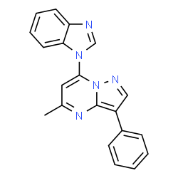 ChemSpider 2D Image | 7-(1H-Benzimidazol-1-yl)-5-methyl-3-phenylpyrazolo[1,5-a]pyrimidine | C20H15N5