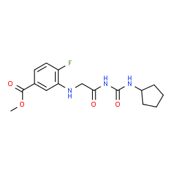 ChemSpider 2D Image | Methyl 3-({2-[(cyclopentylcarbamoyl)amino]-2-oxoethyl}amino)-4-fluorobenzoate | C16H20FN3O4