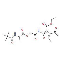 ChemSpider 2D Image | Ethyl 4-acetyl-2-[({[N-(2,2-dimethylpropanoyl)alanyl]oxy}acetyl)amino]-5-methyl-3-furoate | C20H28N2O8