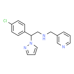 ChemSpider 2D Image | 2-(4-Chlorophenyl)-2-(1H-pyrazol-1-yl)-N-(3-pyridinylmethyl)ethanamine | C17H17ClN4