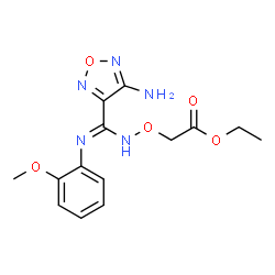 ChemSpider 2D Image | Ethyl [({(Z)-(4-amino-1,2,5-oxadiazol-3-yl)[(2-methoxyphenyl)imino]methyl}amino)oxy]acetate | C14H17N5O5
