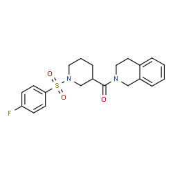 ChemSpider 2D Image | 3,4-Dihydro-2(1H)-isoquinolinyl{1-[(4-fluorophenyl)sulfonyl]-3-piperidinyl}methanone | C21H23FN2O3S