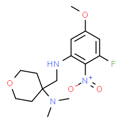 ChemSpider 2D Image | 4-{[(3-Fluoro-5-methoxy-2-nitrophenyl)amino]methyl}-N,N-dimethyltetrahydro-2H-pyran-4-amine | C15H22FN3O4