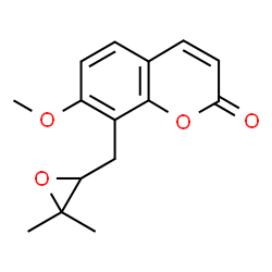 ChemSpider 2D Image | 8-[(3,3-Dimethyl-2-oxiranyl)methyl]-7-methoxy-2H-chromen-2-one | C15H16O4