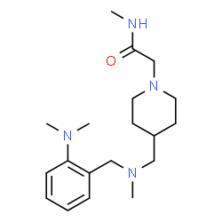 ChemSpider 2D Image | 2-[4-({[2-(Dimethylamino)benzyl](methyl)amino}methyl)-1-piperidinyl]-N-methylacetamide | C19H32N4O