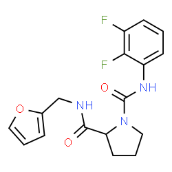 ChemSpider 2D Image | N~1~-(2,3-Difluorophenyl)-N~2~-(2-furylmethyl)-1,2-pyrrolidinedicarboxamide | C17H17F2N3O3