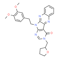 ChemSpider 2D Image | 11-[2-(3,4-Dimethoxyphenyl)ethyl]-3-(tetrahydro-2-furanylmethyl)-3,11-dihydro-4H-pyrimido[5',4':4,5]pyrrolo[2,3-b]quinoxalin-4-one | C27H27N5O4