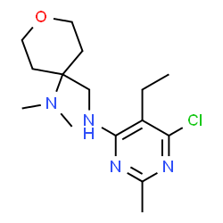 ChemSpider 2D Image | 6-Chloro-N-{[4-(dimethylamino)tetrahydro-2H-pyran-4-yl]methyl}-5-ethyl-2-methyl-4-pyrimidinamine | C15H25ClN4O