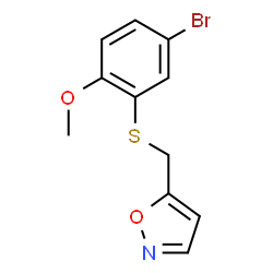 ChemSpider 2D Image | 5-{[(5-Bromo-2-methoxyphenyl)sulfanyl]methyl}-1,2-oxazole | C11H10BrNO2S