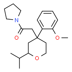 ChemSpider 2D Image | 2-[2-Isopropyl-4-(2-methoxyphenyl)tetrahydro-2H-pyran-4-yl]-1-(1-pyrrolidinyl)ethanone | C21H31NO3