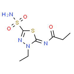 ChemSpider 2D Image | N-[(2Z)-3-Ethyl-5-sulfamoyl-1,3,4-thiadiazol-2(3H)-ylidene]propanamide | C7H12N4O3S2