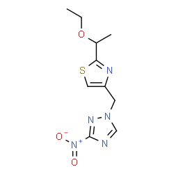 ChemSpider 2D Image | 1-{[2-(1-Ethoxyethyl)-1,3-thiazol-4-yl]methyl}-3-nitro-1H-1,2,4-triazole | C10H13N5O3S