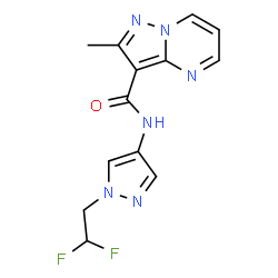 ChemSpider 2D Image | N-[1-(2,2-Difluoroethyl)-1H-pyrazol-4-yl]-2-methylpyrazolo[1,5-a]pyrimidine-3-carboxamide | C13H12F2N6O