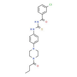 ChemSpider 2D Image | N-{[4-(4-Butyryl-1-piperazinyl)phenyl]carbamothioyl}-3-chlorobenzamide | C22H25ClN4O2S