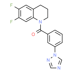 ChemSpider 2D Image | (6,7-Difluoro-3,4-dihydro-1(2H)-quinolinyl)[3-(1H-1,2,4-triazol-1-yl)phenyl]methanone | C18H14F2N4O