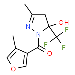 ChemSpider 2D Image | [5-Hydroxy-3-methyl-5-(trifluoromethyl)-4,5-dihydro-1H-pyrazol-1-yl](4-methyl-3-furyl)methanone | C11H11F3N2O3