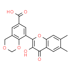 ChemSpider 2D Image | 8-(3-Hydroxy-6,7-dimethyl-4-oxo-4H-chromen-2-yl)-4H-1,3-benzodioxine-6-carboxylic acid | C20H16O7