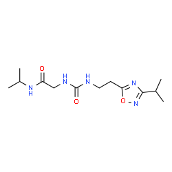 ChemSpider 2D Image | N-Isopropyl-N~2~-{[2-(3-isopropyl-1,2,4-oxadiazol-5-yl)ethyl]carbamoyl}glycinamide | C13H23N5O3