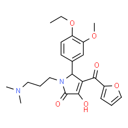 ChemSpider 2D Image | 1-[3-(Dimethylamino)propyl]-5-(4-ethoxy-3-methoxyphenyl)-4-(2-furoyl)-3-hydroxy-1,5-dihydro-2H-pyrrol-2-one | C23H28N2O6
