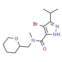 ChemSpider 2D Image | 4-Bromo-3-isopropyl-N-methyl-N-(tetrahydro-2H-pyran-2-ylmethyl)-1H-pyrazole-5-carboxamide | C14H22BrN3O2