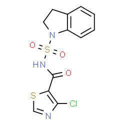 ChemSpider 2D Image | 4-Chloro-N-(2,3-dihydro-1H-indol-1-ylsulfonyl)-1,3-thiazole-5-carboxamide | C12H10ClN3O3S2