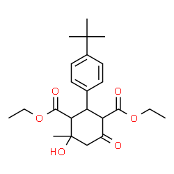 ChemSpider 2D Image | diethyl 2-(4-tert-butylphenyl)-4-hydroxy-4-methyl-6-oxocyclohexane-1,3-dicarboxylate | C23H32O6