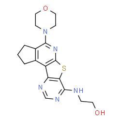 ChemSpider 2D Image | 2-{[4-(4-Morpholinyl)-2,3-dihydro-1H-cyclopenta[4',5']pyrido[3',2':4,5]thieno[3,2-d]pyrimidin-7-yl]amino}ethanol | C18H21N5O2S