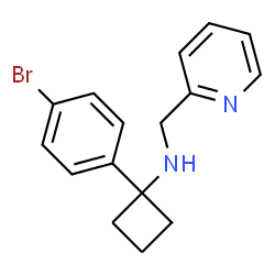 ChemSpider 2D Image | 1-(4-Bromophenyl)-N-(2-pyridinylmethyl)cyclobutanamine | C16H17BrN2