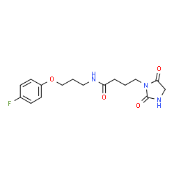 ChemSpider 2D Image | 4-(2,5-Dioxo-1-imidazolidinyl)-N-[3-(4-fluorophenoxy)propyl]butanamide | C16H20FN3O4