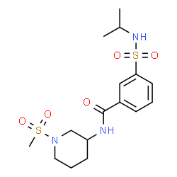 ChemSpider 2D Image | 3-(Isopropylsulfamoyl)-N-[1-(methylsulfonyl)-3-piperidinyl]benzamide | C16H25N3O5S2
