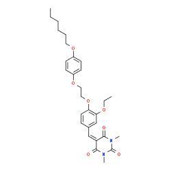 ChemSpider 2D Image | 5-(3-Ethoxy-4-{2-[4-(hexyloxy)phenoxy]ethoxy}benzylidene)-1,3-dimethyl-2,4,6(1H,3H,5H)-pyrimidinetrione | C29H36N2O7