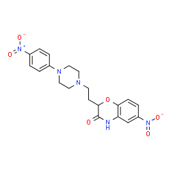 ChemSpider 2D Image | 6-Nitro-2-{2-[4-(4-nitrophenyl)-1-piperazinyl]ethyl}-2H-1,4-benzoxazin-3(4H)-one | C20H21N5O6