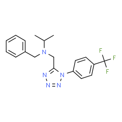 ChemSpider 2D Image | N-Benzyl-N-({1-[4-(trifluoromethyl)phenyl]-1H-tetrazol-5-yl}methyl)-2-propanamine | C19H20F3N5