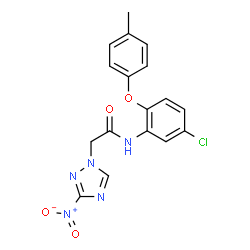 ChemSpider 2D Image | N-[5-Chloro-2-(4-methylphenoxy)phenyl]-2-(3-nitro-1H-1,2,4-triazol-1-yl)acetamide | C17H14ClN5O4