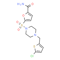 ChemSpider 2D Image | 5-({4-[(5-Chloro-2-thienyl)methyl]-1-piperazinyl}sulfonyl)-2-furamide | C14H16ClN3O4S2