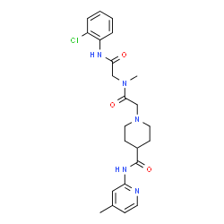 ChemSpider 2D Image | 1-{2-[{2-[(2-Chlorophenyl)amino]-2-oxoethyl}(methyl)amino]-2-oxoethyl}-N-(4-methyl-2-pyridinyl)-4-piperidinecarboxamide | C23H28ClN5O3