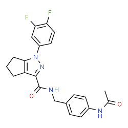 ChemSpider 2D Image | N-(4-Acetamidobenzyl)-1-(3,4-difluorophenyl)-1,4,5,6-tetrahydrocyclopenta[c]pyrazole-3-carboxamide | C22H20F2N4O2