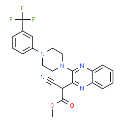 ChemSpider 2D Image | Methyl cyano(3-{4-[3-(trifluoromethyl)phenyl]-1-piperazinyl}-2-quinoxalinyl)acetate | C23H20F3N5O2