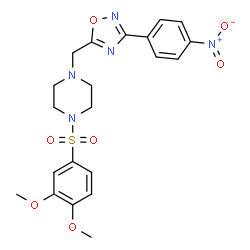 ChemSpider 2D Image | 1-[(3,4-Dimethoxyphenyl)sulfonyl]-4-{[3-(4-nitrophenyl)-1,2,4-oxadiazol-5-yl]methyl}piperazine | C21H23N5O7S