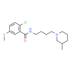 ChemSpider 2D Image | 2-Chloro-N-[4-(3-methyl-1-piperidinyl)butyl]-5-(methylsulfanyl)benzamide | C18H27ClN2OS