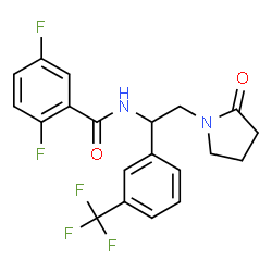 ChemSpider 2D Image | 2,5-Difluoro-N-{2-(2-oxo-1-pyrrolidinyl)-1-[3-(trifluoromethyl)phenyl]ethyl}benzamide | C20H17F5N2O2