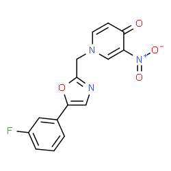 ChemSpider 2D Image | 1-{[5-(3-Fluorophenyl)-1,3-oxazol-2-yl]methyl}-3-nitro-4(1H)-pyridinone | C15H10FN3O4