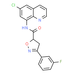 ChemSpider 2D Image | N-(6-Chloro-8-quinolinyl)-3-(3-fluorophenyl)-4,5-dihydro-1,2-oxazole-5-carboxamide | C19H13ClFN3O2