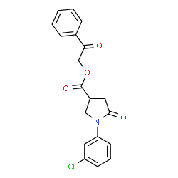 ChemSpider 2D Image | 2-Oxo-2-phenylethyl 1-(3-chlorophenyl)-5-oxo-3-pyrrolidinecarboxylate | C19H16ClNO4