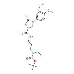 ChemSpider 2D Image | 2-Methyl-2-propanyl [3-({[1-(3,4-dimethoxyphenyl)-5-oxo-3-pyrrolidinyl]carbonyl}amino)propyl]ethylcarbamate | C23H35N3O6