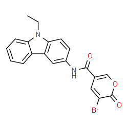 ChemSpider 2D Image | 3-Bromo-N-(9-ethyl-9H-carbazol-3-yl)-2-oxo-2H-pyran-5-carboxamide | C20H15BrN2O3